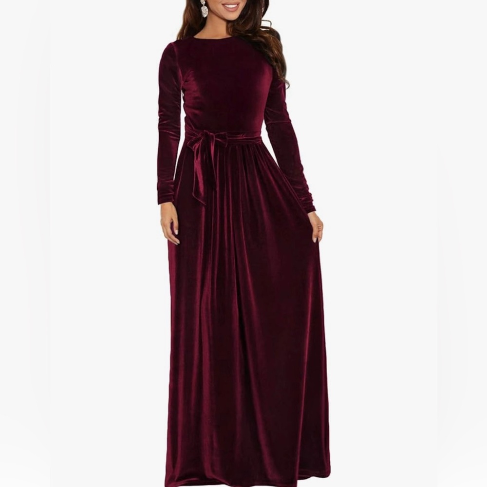 Velvet Long Sleeve Maxi Dress